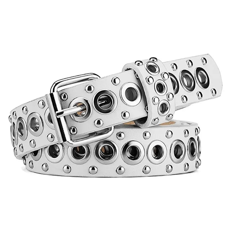 Punk Street Trend Circle Riveted Circles Thin Belt  In 7 Colors. 1.1 Inches wide and 43 Inches Long