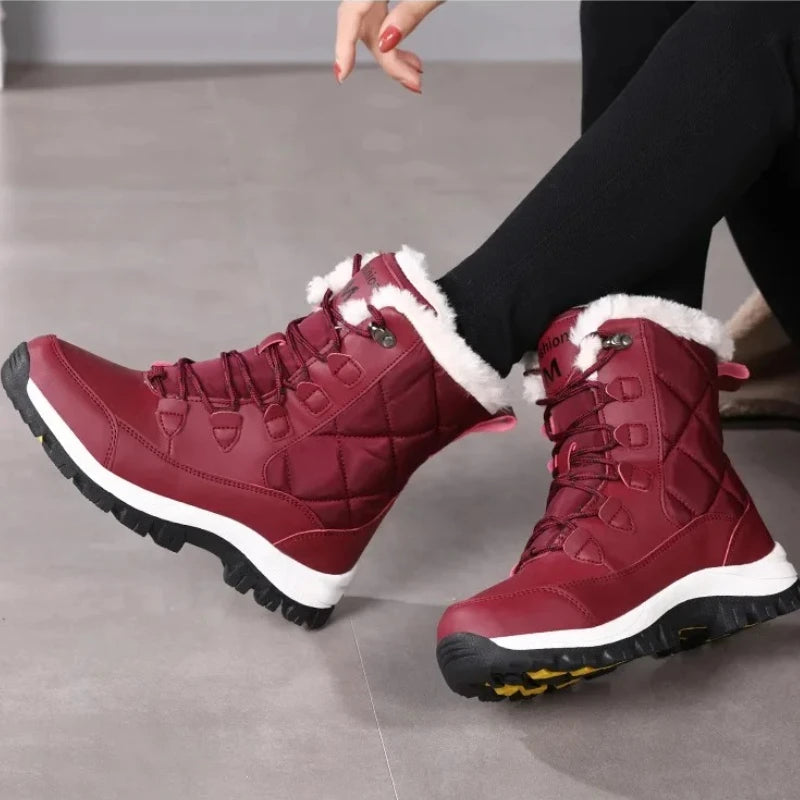 Snow Boots, Warm and Waterproof, Lace Up, Fleece Lined