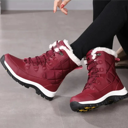 Snow Boots, Warm and Waterproof, Lace Up, Fleece Lined