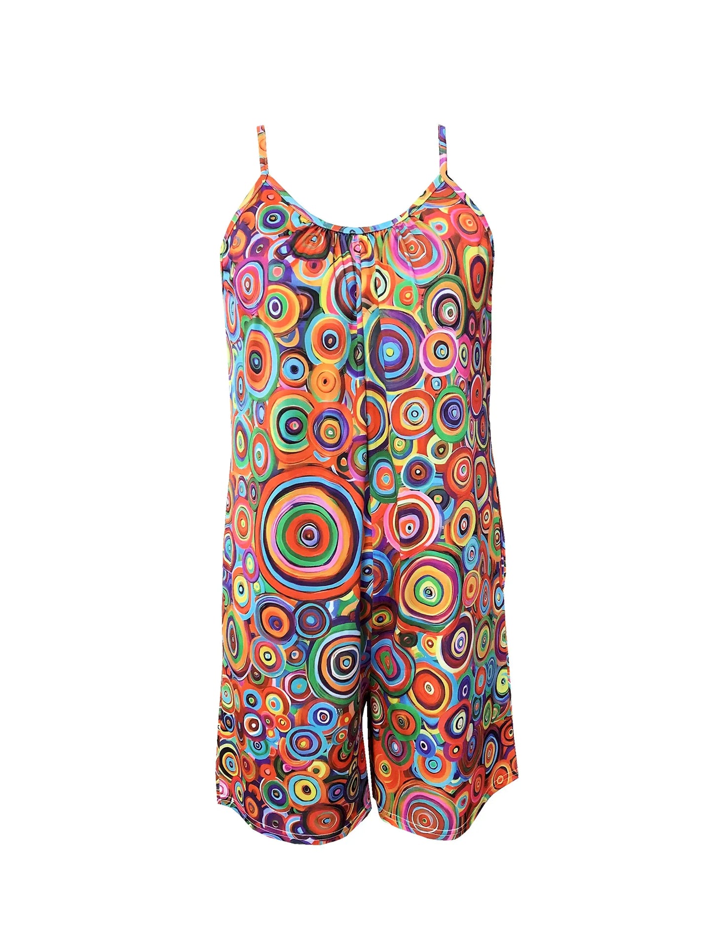 Sizes to 2XL Geometric Print Sleeveless Jumpsuit