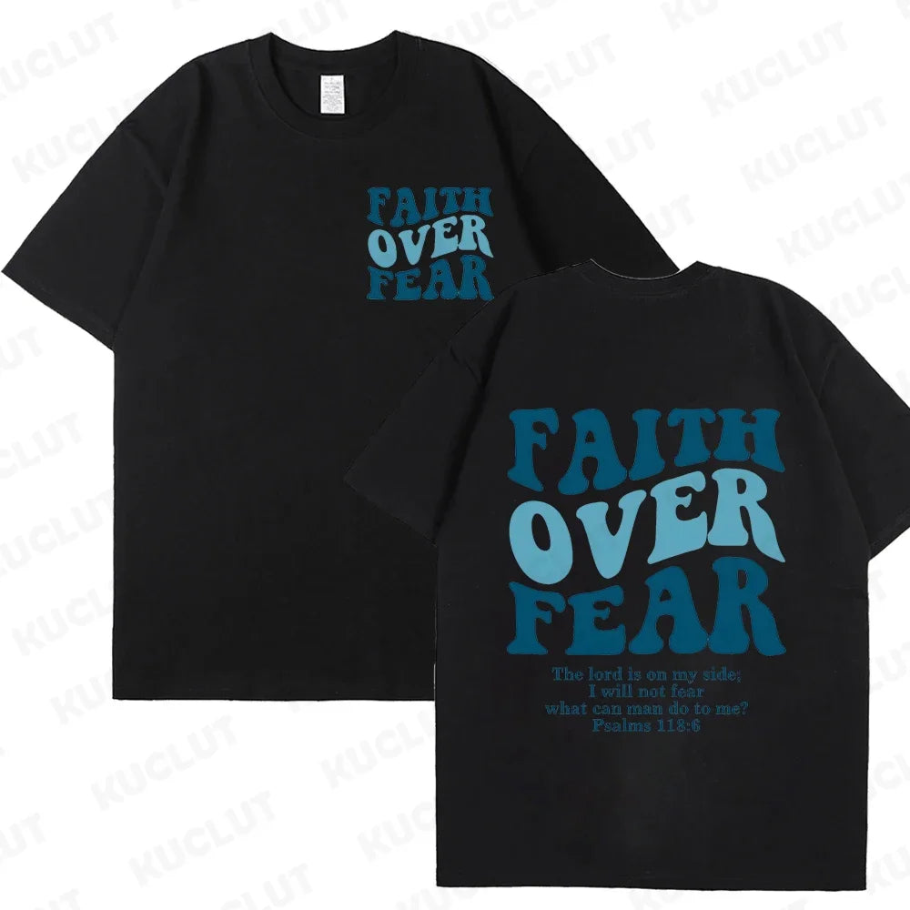 Sizes to 3XL Wide Variety of Colors "Faith Over Fear" T-shirts Christian Clothes Sportswear Bible verse