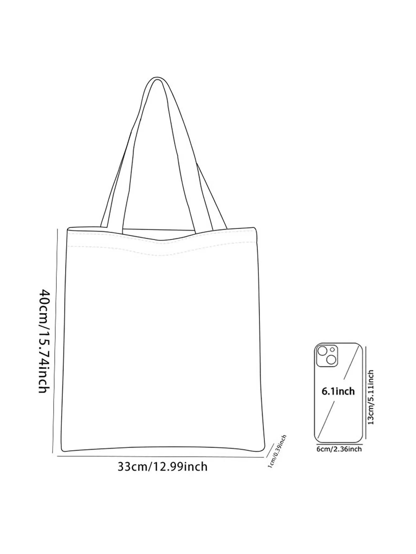 Flower pattern printed casual tote bag, reusable, fashionable, multifunctional handbag, canvas shopping bag