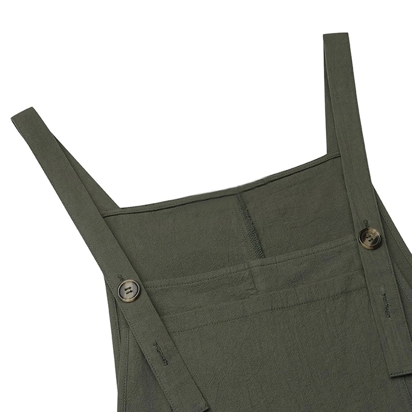 Women's New Sleeveless Square Collar Black White And Military Green Button Fashion Casual Suspender Shorts