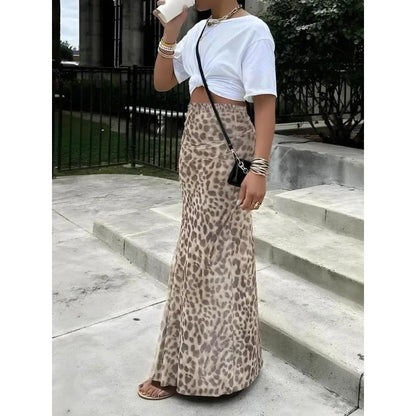 Size 1XL-5XL  Leopard Printed Midi Skirt in 5 Colors