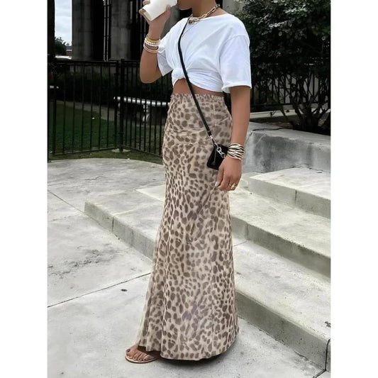 Size 1XL-5XL  Leopard Printed Midi Skirt in 5 Colors