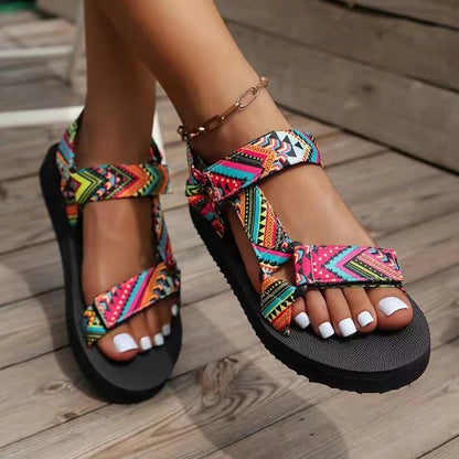 Boho Ankle and Toe Wrap for the perfect fit.  Vivid Boho design. Rubber soles