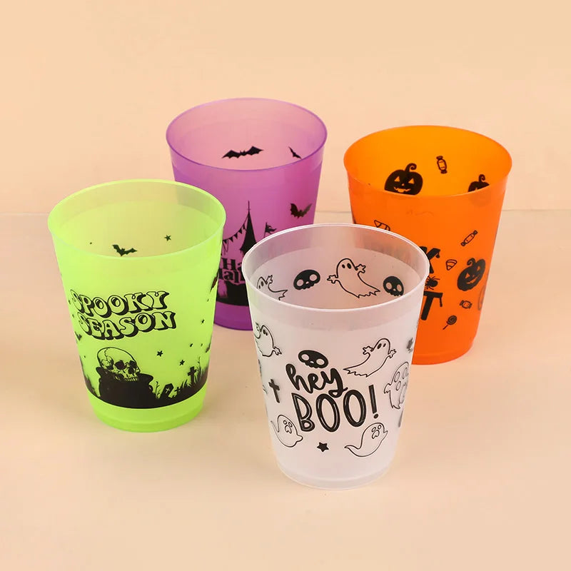 24Pcs Halloween Drinking Cups, Boo, Skeleton, Happy Halloween, Trick or Treat, and more for a Colorfully Spooky Halloween Party