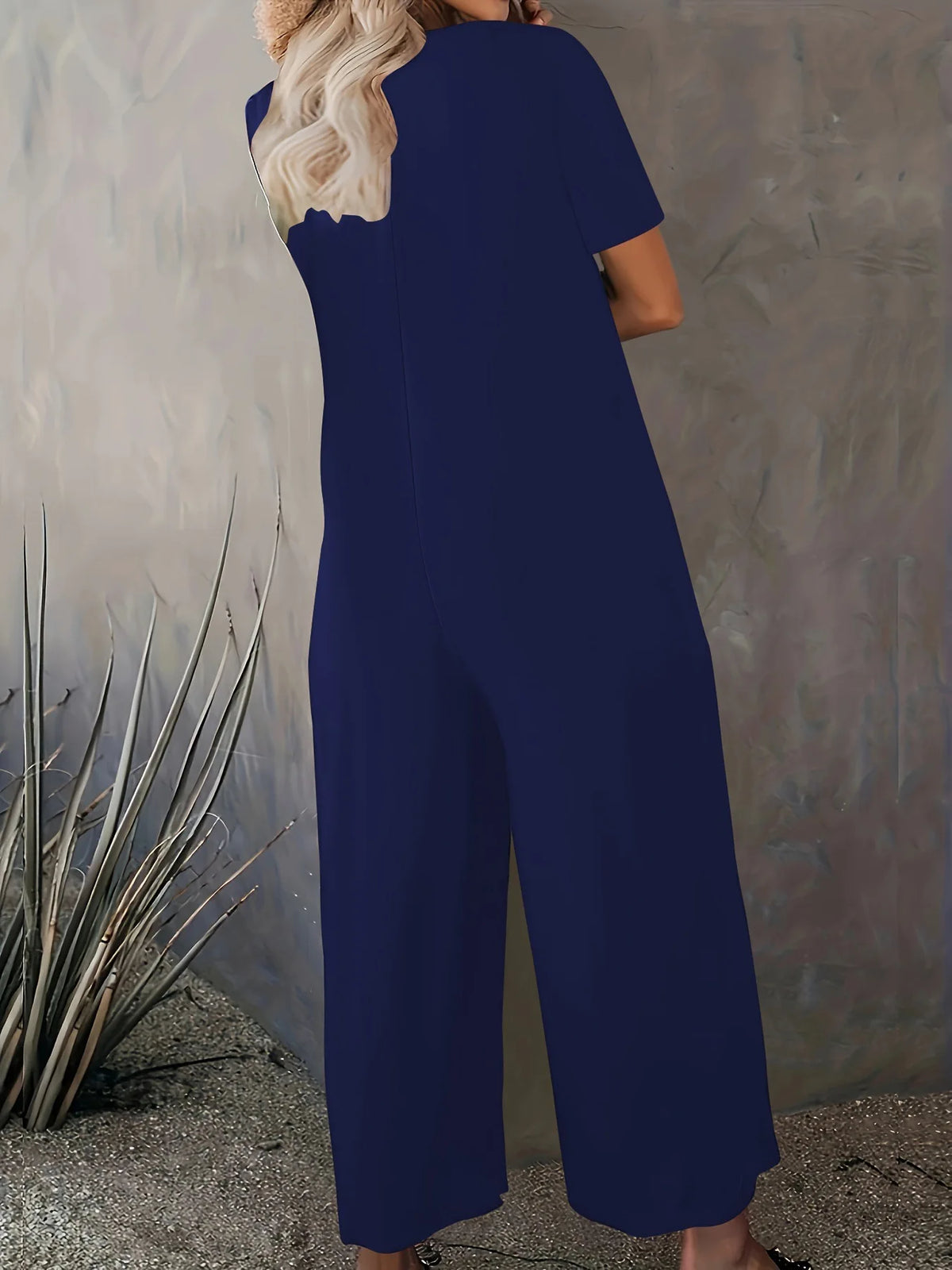 Sizes to 5XL  Jumpsuit, Short Sleeve, U neckline, with pockets. 5 colors