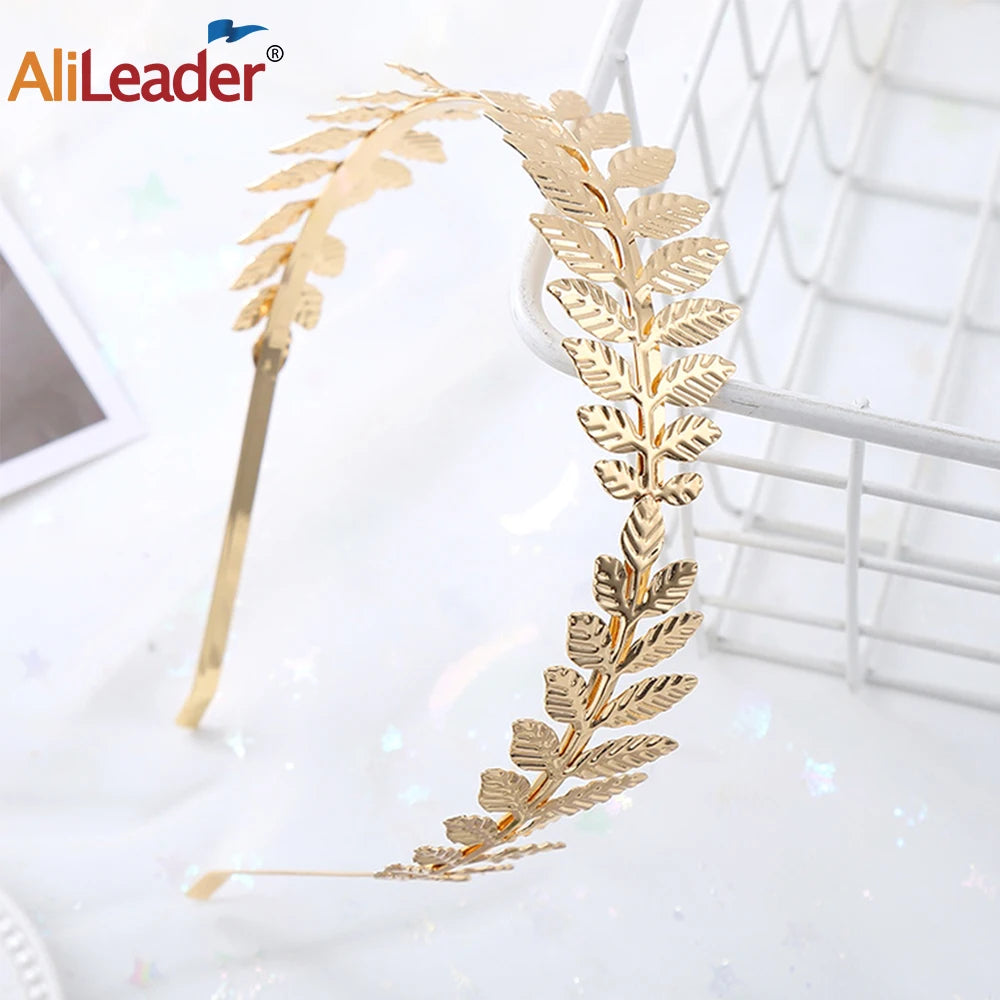 Greek Goddess Headband & Arm Bands Set For Women Laurel Wreath Crown Golden Leaf Headband For Roman Greek Accessories Cosplay