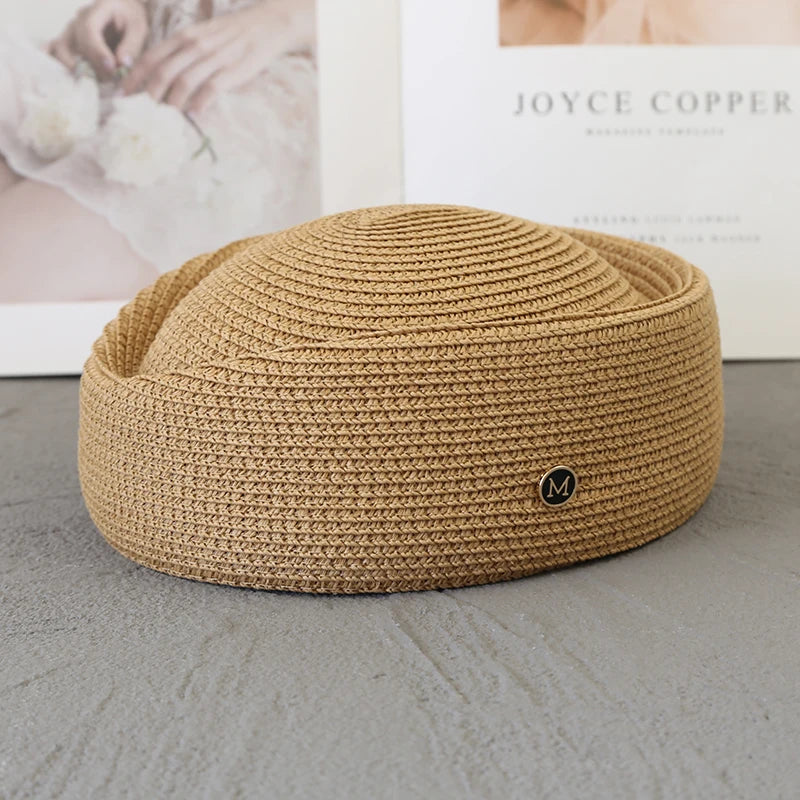 Straw Pillbox Hat  in 4 colors