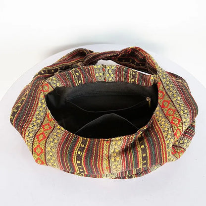 Bohemian Canvas Shoulder Crossbody Bag, Large Capacity, Ethnic Style Tote Bag