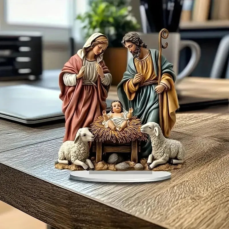 Christmas Nativity Flat Acrylic Table Centerpiece, 8 Designs