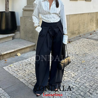 Casual Chic Wide Leg, Deeply Pleated Pants with Pockets