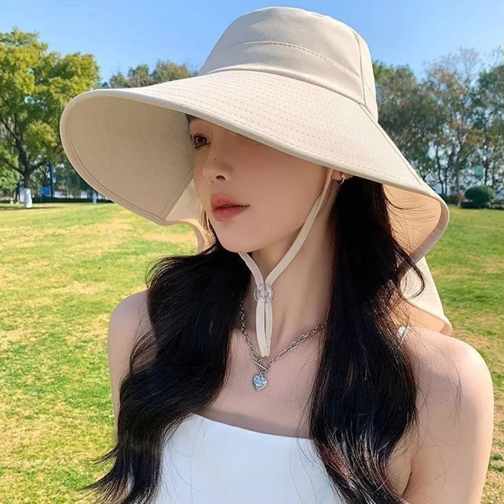 Wide Brim Sun Hat Adjustable Back Bow Hat