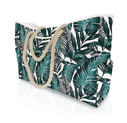 Waterproof, Striped Zipper Bag,  Sand-Resistant Canvas, Convenient Folding Beach Bag ﻿