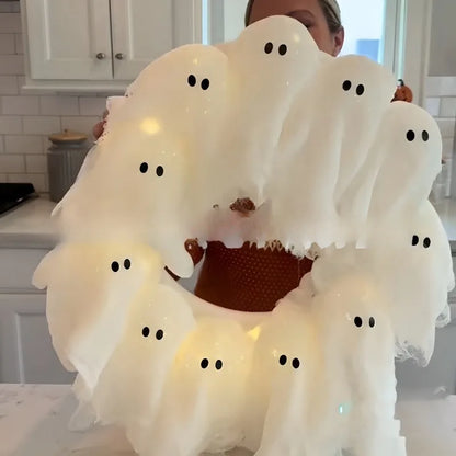 Lit Ghosts Wreath Great for decorating Doors or Windows