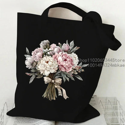 Aesthetics Peony Graphic Canvas Tote Bag . ALSO GREAT FOR GIFT BAG---WHY USE PAPER????