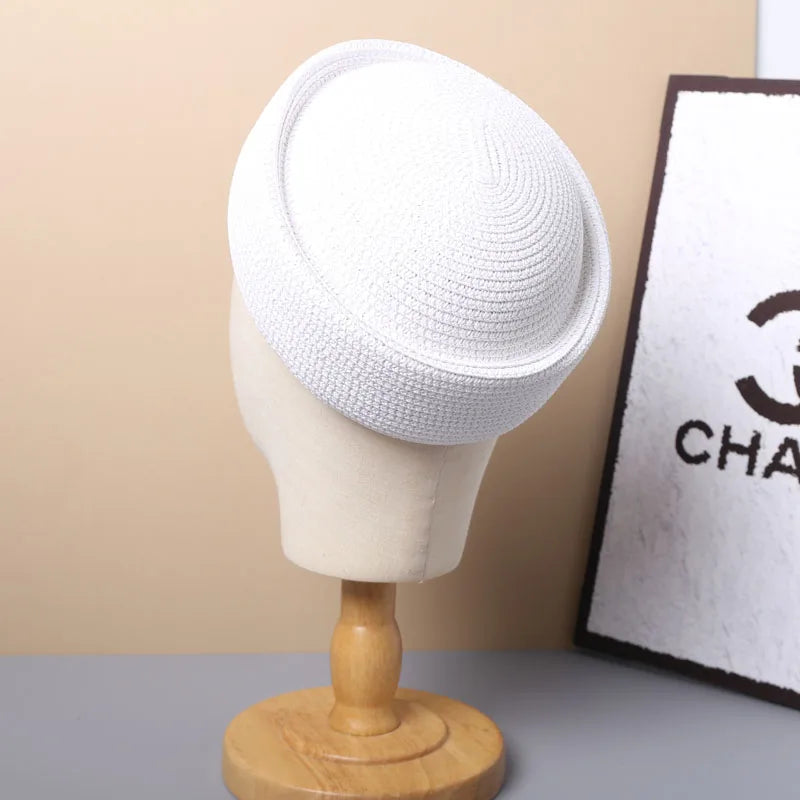 Straw Pillbox Hat  in 4 colors