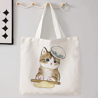 11 Designs of Cat Linen Shopping Bags, Large Capacity Shoulder Bags. Also great for Gift Bags