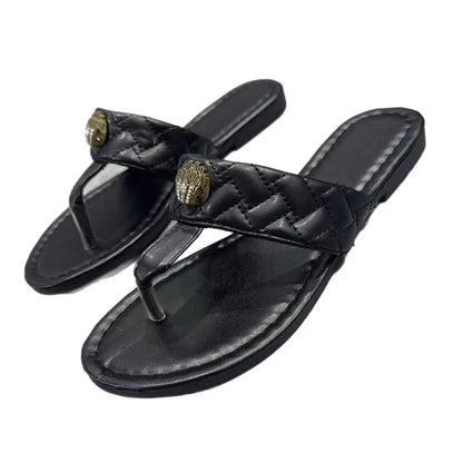 Plus Size Slippers Color-Blocked or Solid Black, Flip Flops