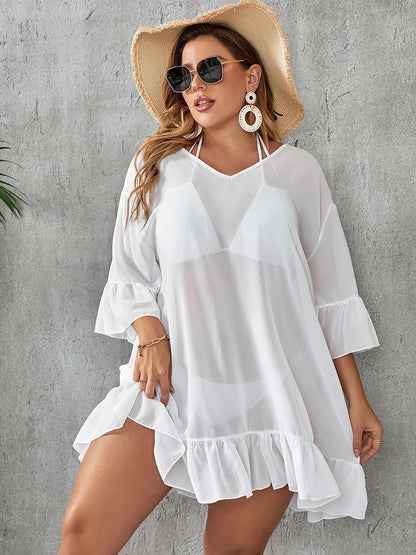 Plus Size Blouse Ruffled Cover-Up Dress