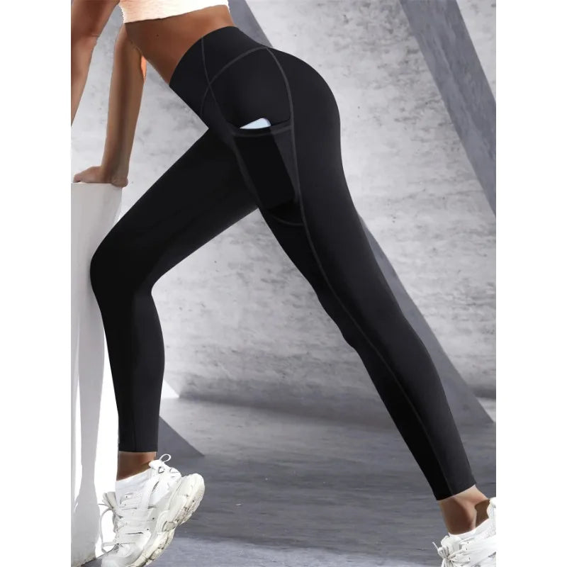 High Waisted Leggings Stretch Yoga Pants With Pockets Fitness Sportswear