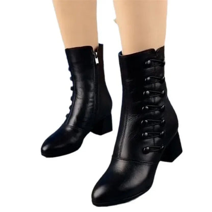 Women Boots  Autumn/Winter Fashion Cotton Shoes Plush Soft Bottom Waterproof Zipper Strap High Heel Women Boots Botas Mujer