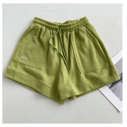 Women's comfortable loose wide-legged Elastic and drawstring Slim fit casual versatile sports shorts