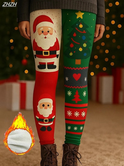 Christmas Leggings, Full Length Pants, Thermal Warm, Comfy and Stretchy