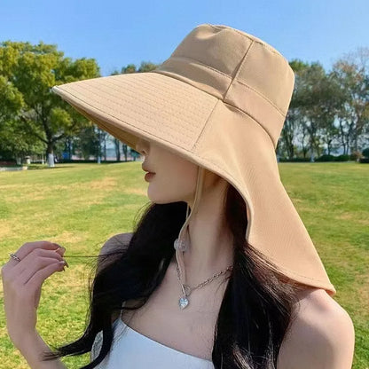 Wide Brim Sun Hat Adjustable Back Bow Hat