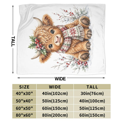 Christmas Highland Cow Fleece Blanket t for Home 150*125cm Piece. 25 Different Prints