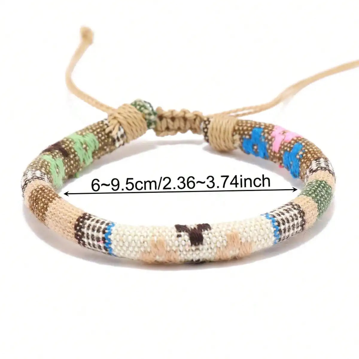 24pcs Bohemian Woven Bracelet Set, Random Colorful Cloth Art.F