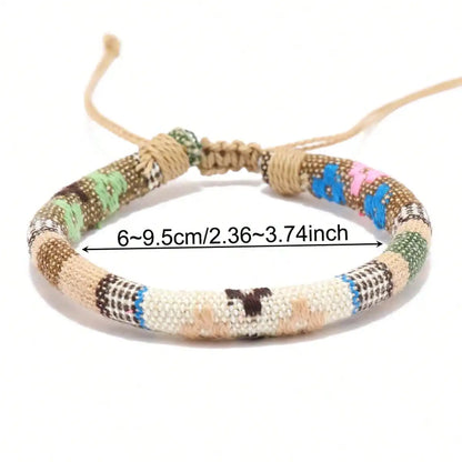 24pcs Bohemian Woven Bracelet Set, Random Colorful Cloth Art.F