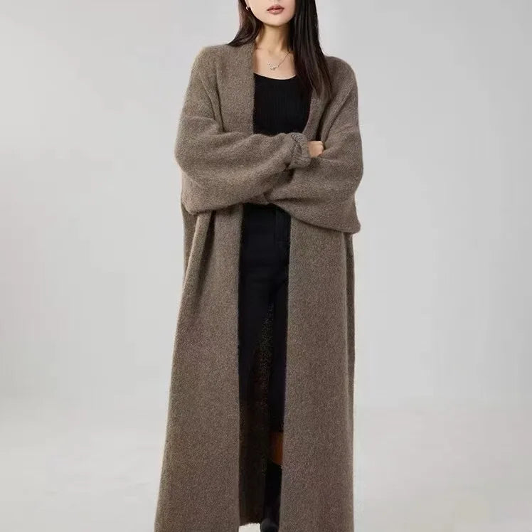 Mid-Calf Length, Long Sleeves, Oversized Course Knit Sweater, Loose Fit