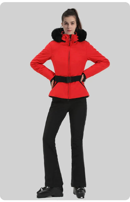 Warm Windproof Hooded Ski Jacket in 8 colors, including Black and White Houndstooth. Ski Pants Sold Separately