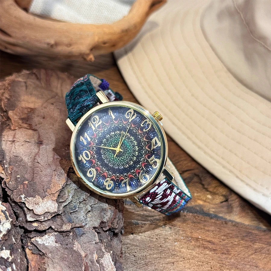 Bohemian Patterned Fashions Ladies Watch 1960's Style Women's Timepiece