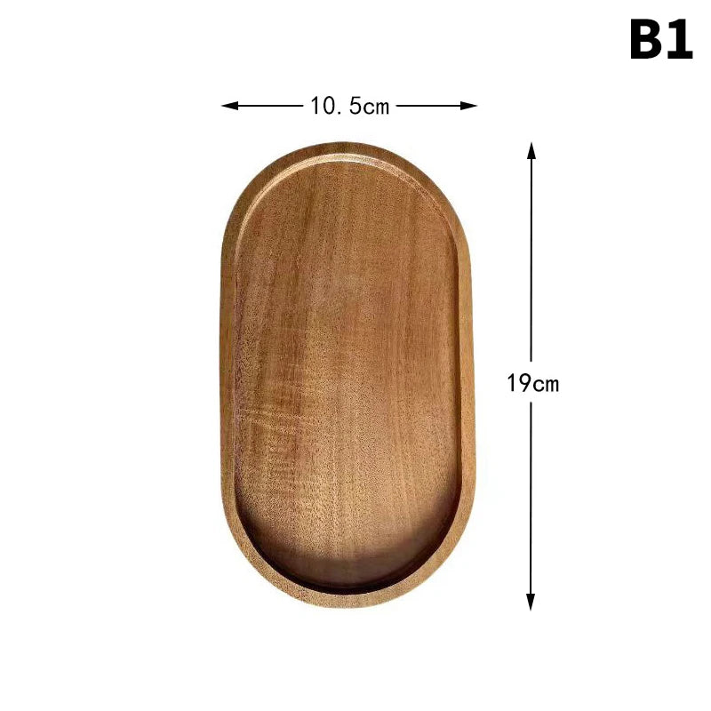 Solid Wood Food Tray Round Rectangle, Snack, Fruit,  Bread Board