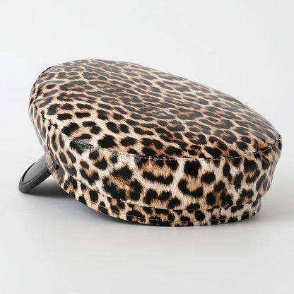 Vintage leopard print Berets, Flat Salior Hat