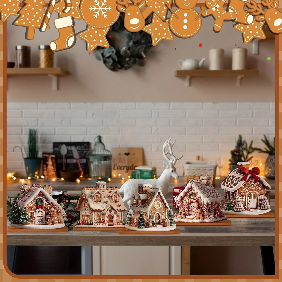 5-Piece Gingerbread House Christmas Set