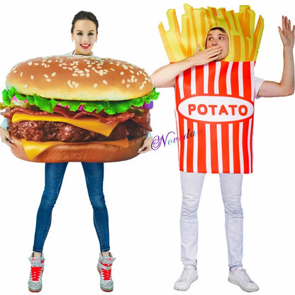 Funny Food Cosplay Halloween Costumes: Pizza, Burger, French Fries, Hot Dog