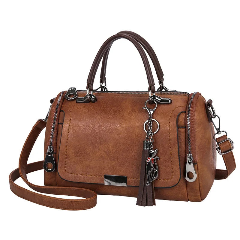 Large Capacity Shoulder Bag Zippered Crossbody Bag With Removable Strap