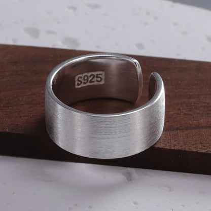 Sterling Silver Rings INS Fashion Vintage Hollow Lines  Adjustable  Jewelry