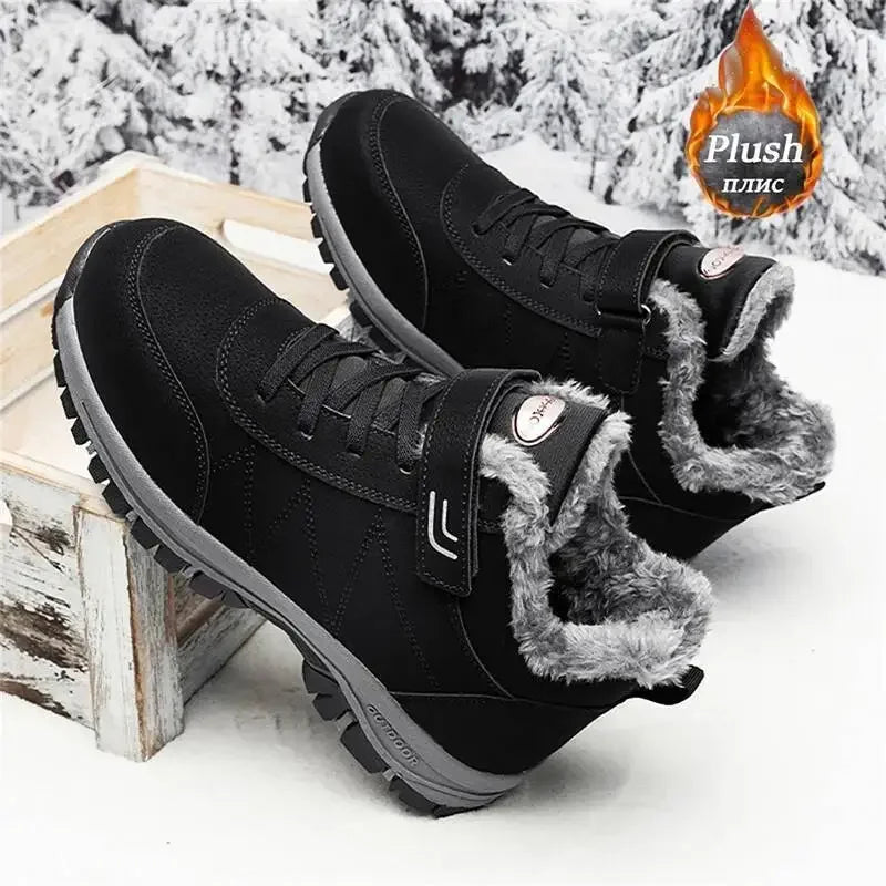 Red or Black Women's Climbing Shoes, Outdoor Sports Cotton Fleece Lined Tie and Strap Closure