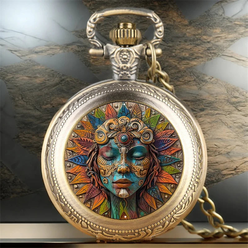Vintage Bohemian Pocket Watch,  Exquisite Clock With Necklace Chain Retro folk-custom