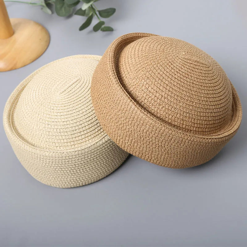 Straw Pillbox Hat  in 4 colors