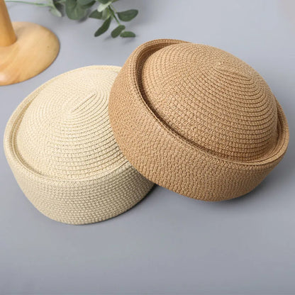 Straw Pillbox Hat  in 4 colors