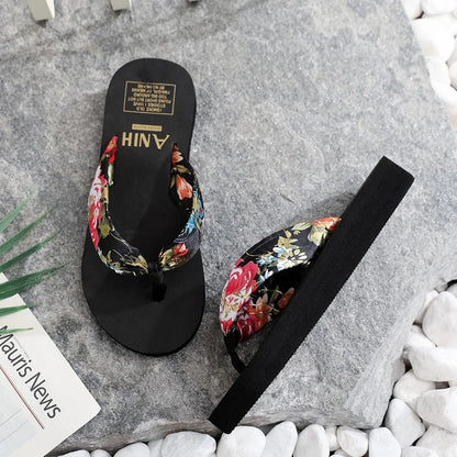 Bohemian Satin Ribbon Flip-Flops in Black or white