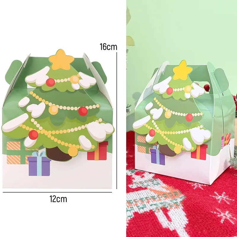 Christmas Square Cardstock Gift Bags, Sturdy Reusable