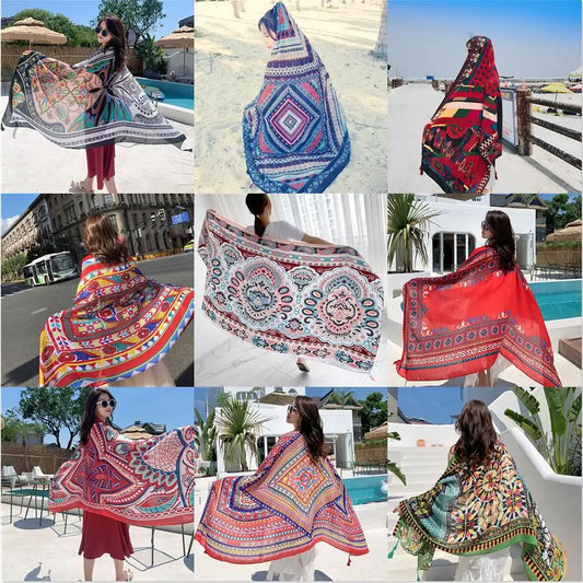 90x180cm 9 Styles Print Bohemian Sarong Wrap Long Scarf