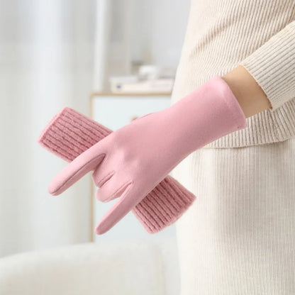 3 Ways to Wear Removable Suede Knit Gloves, Warm Touch Screen Fashion, Elegant Elasticity, Softly Thickened